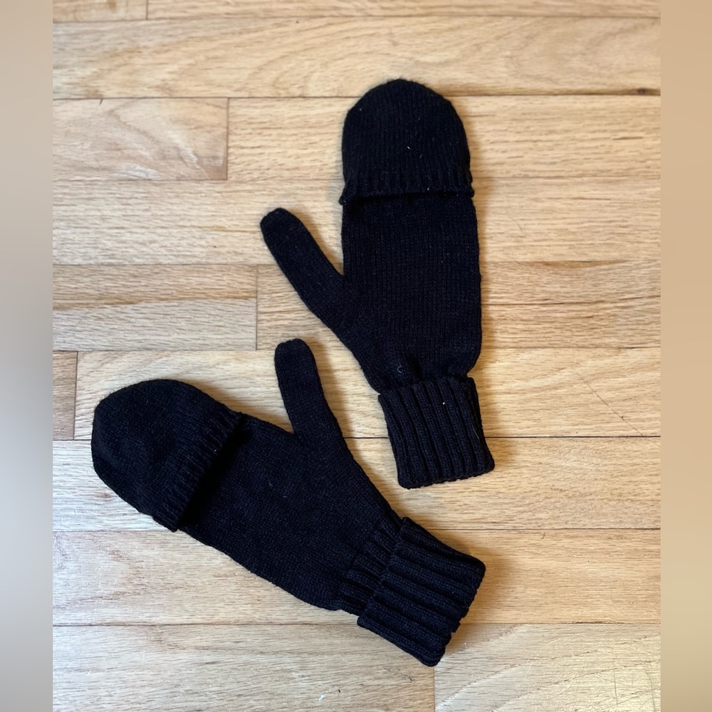 J Crew Black Convertible Fingerless Gloves
